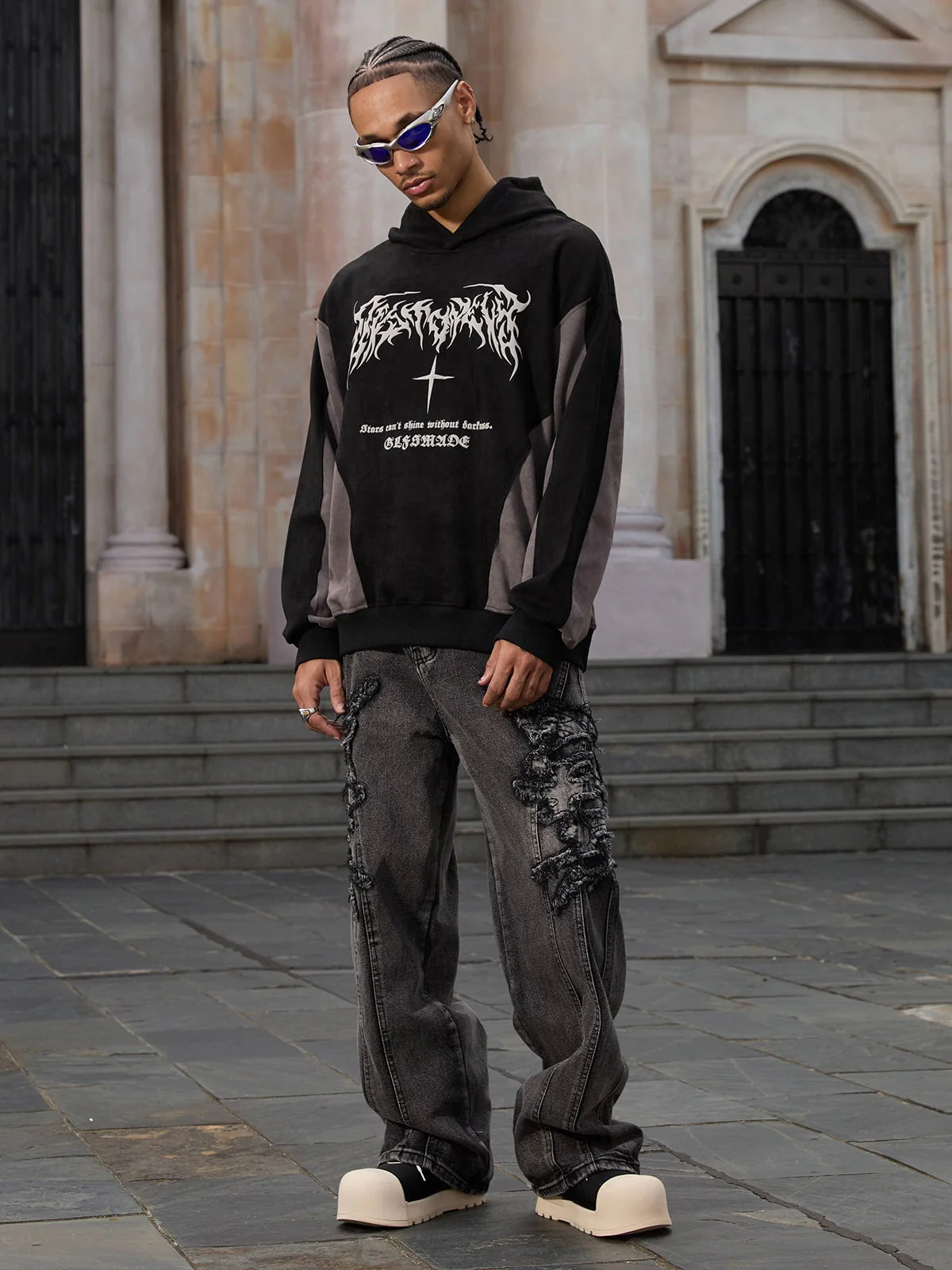 Thesupermade Raw Edge Patch Straight Jeans - Image 11