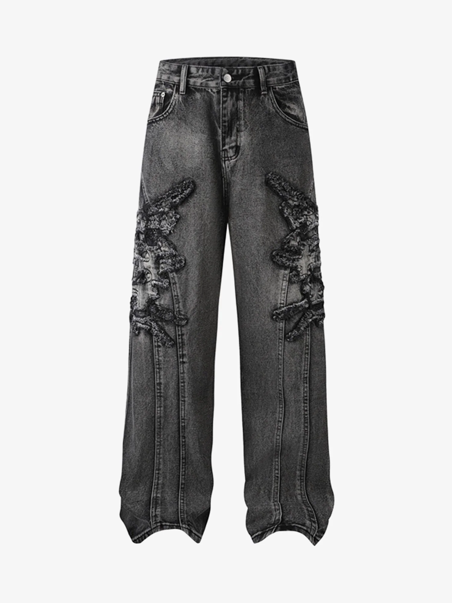 Thesupermade Raw Edge Patch Straight Jeans - Image 3