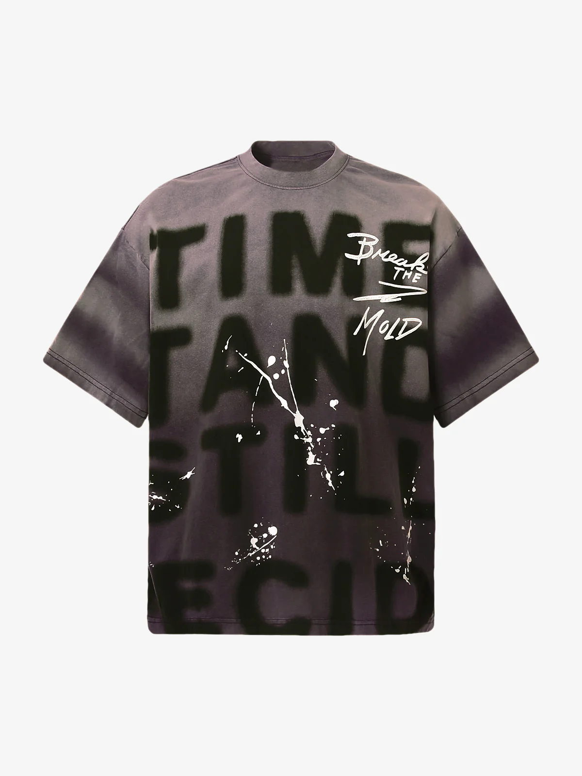 Ink Splash Letter Print T-shirt - 2414 - Image 2