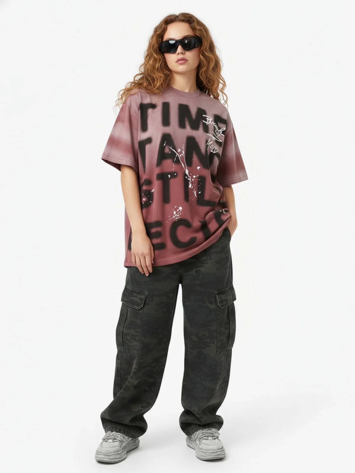 Ink Splash Letter Print T-shirt - 2414 - Image 4