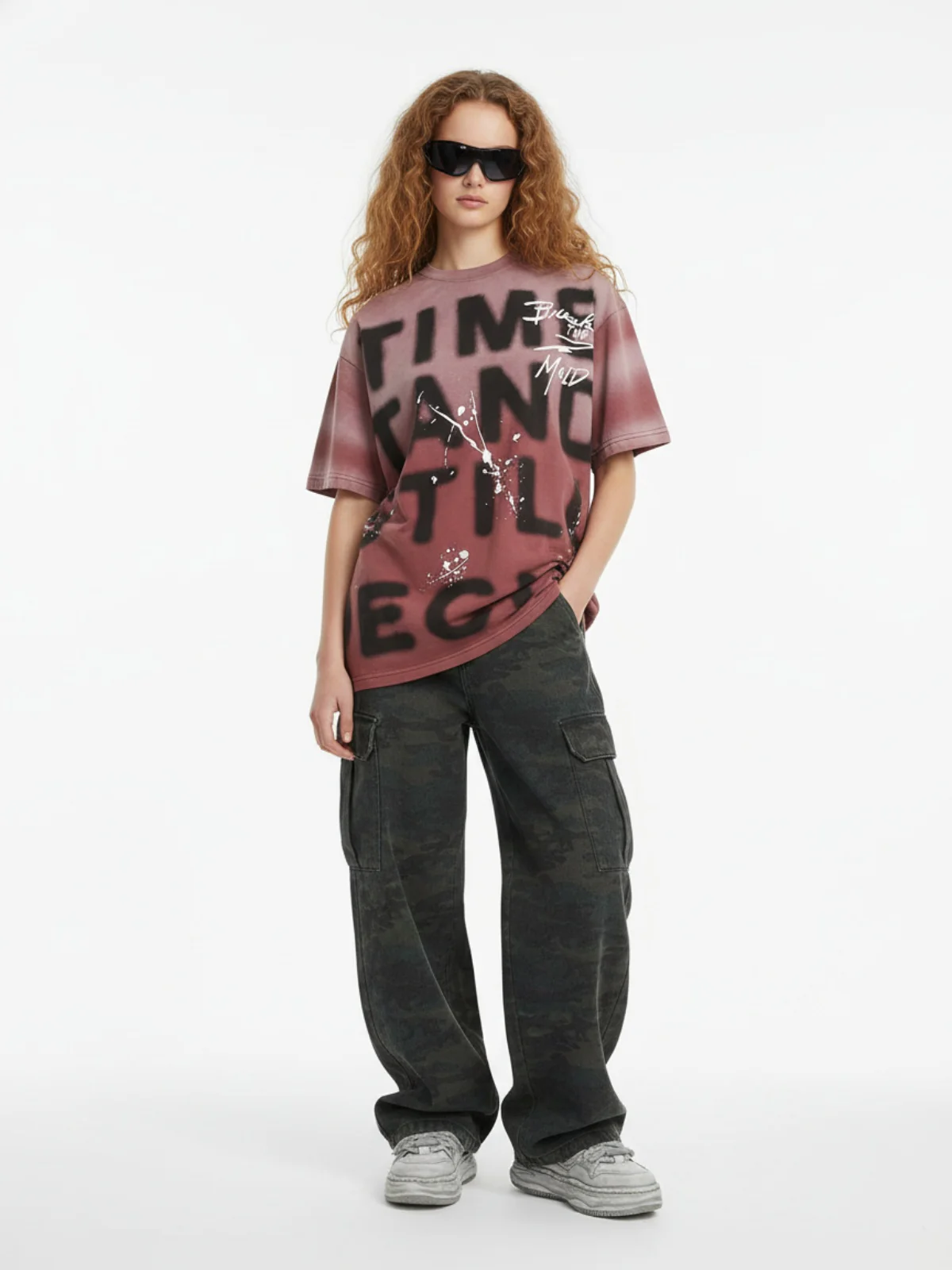 Ink Splash Letter Print T-shirt - 2414 - Image 5