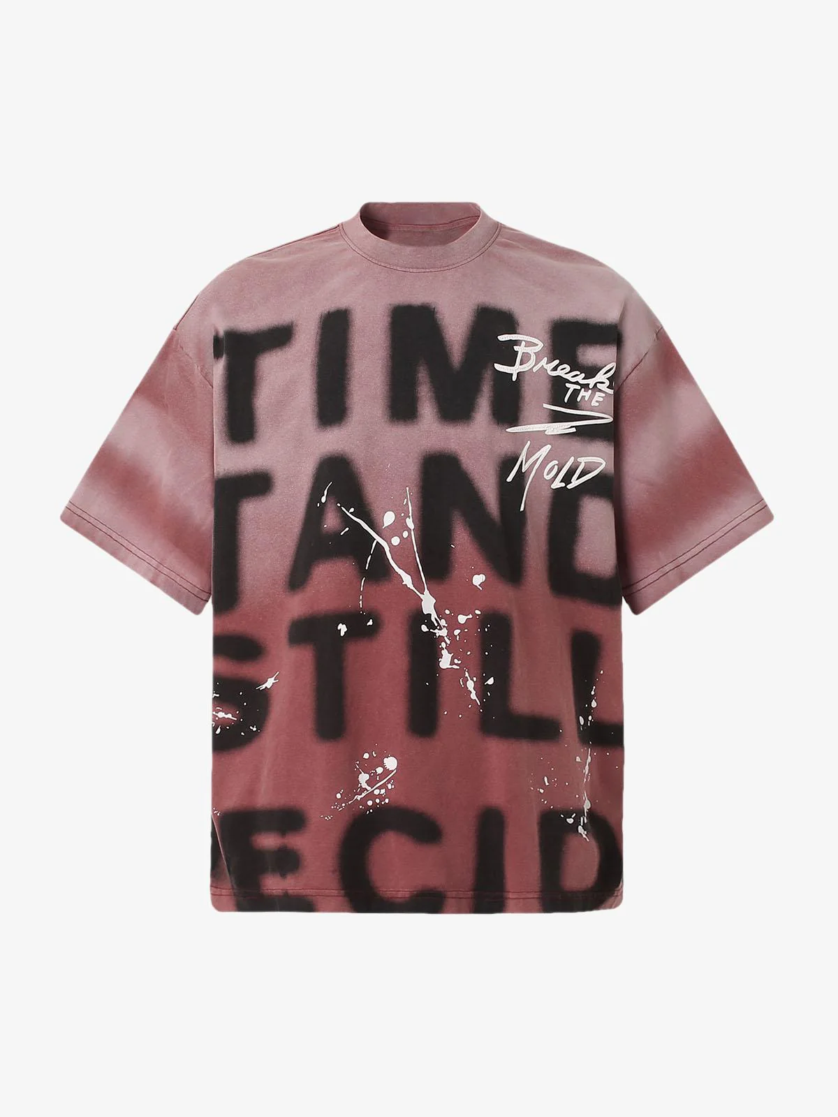 Ink Splash Letter Print T-shirt - 2414 - Image 6
