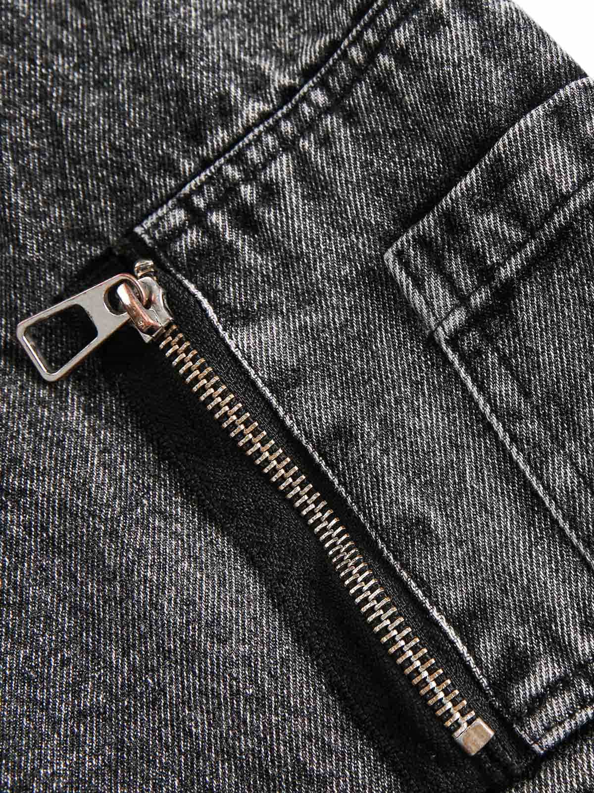 Deconstructed Stand Collar Denim Jacket - Image 6