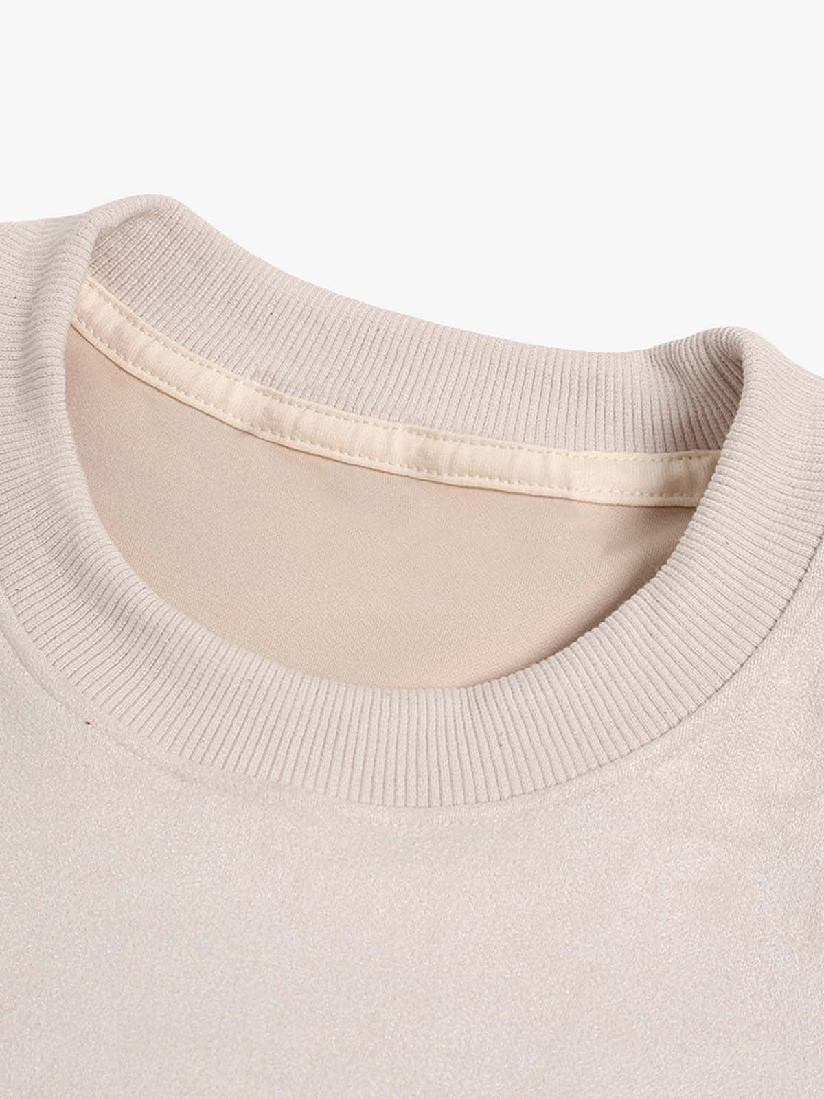 Metallic Print Suede Crew Neck T-Shirt - Image 14