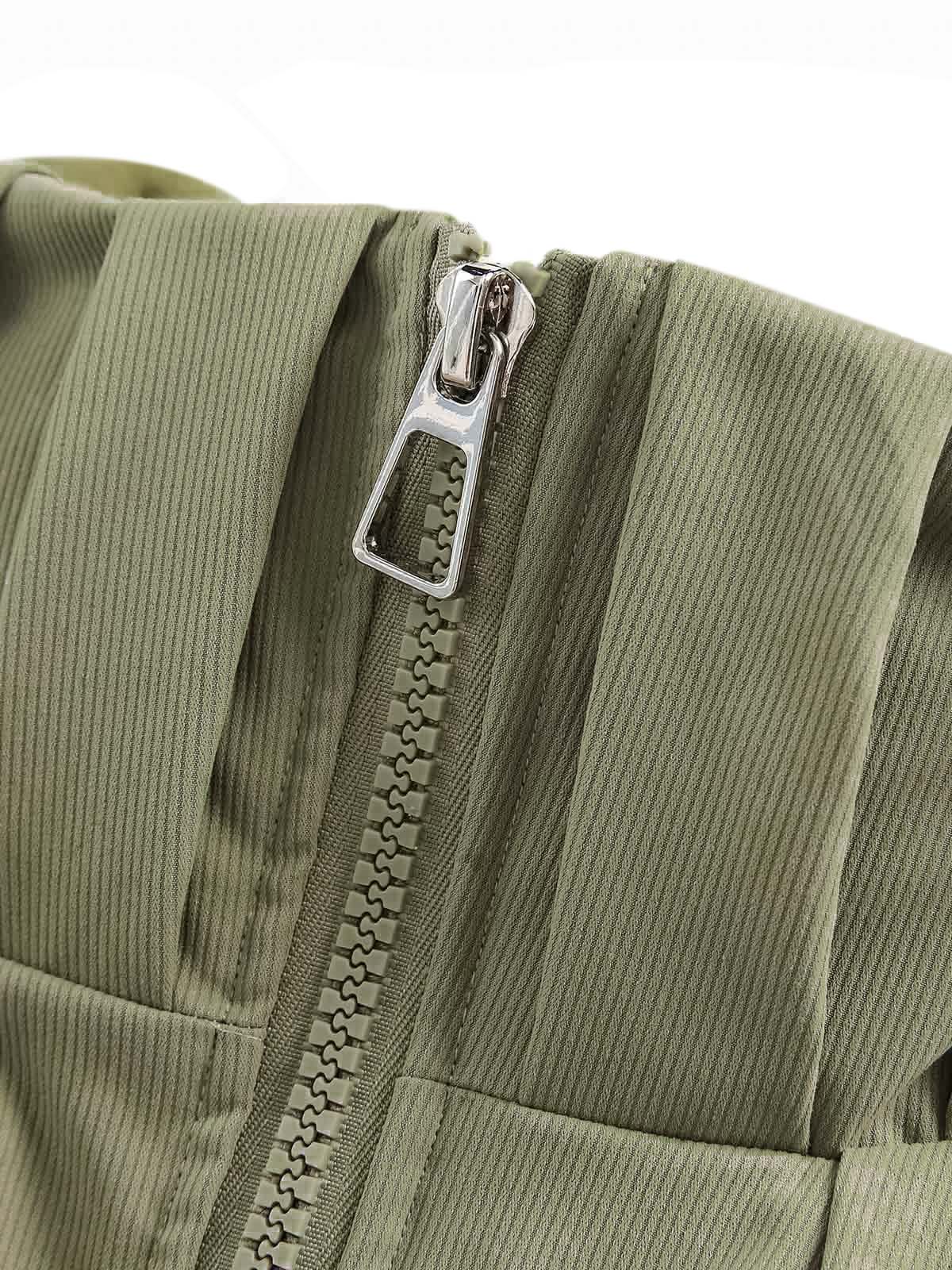 Vintage Oversized Pleated Stand Collar Jacket - Image 9