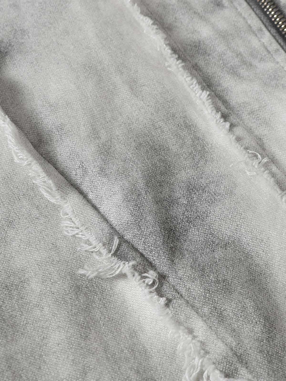 Thesupermade Washed Distressed Fur Hooded Jacket - Image 13