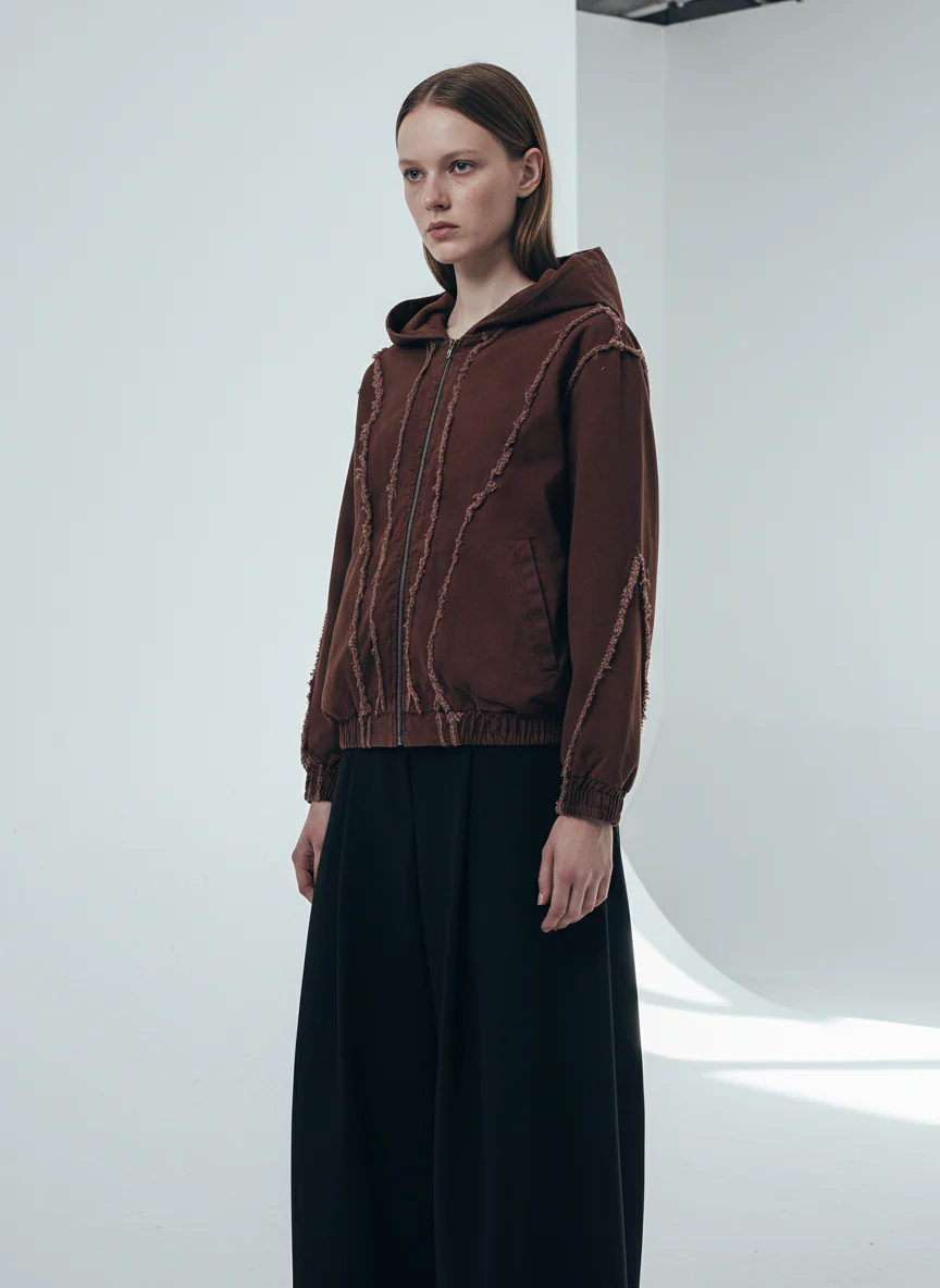 Thesupermade Washed Distressed Fur Hooded Jacket - Image 5