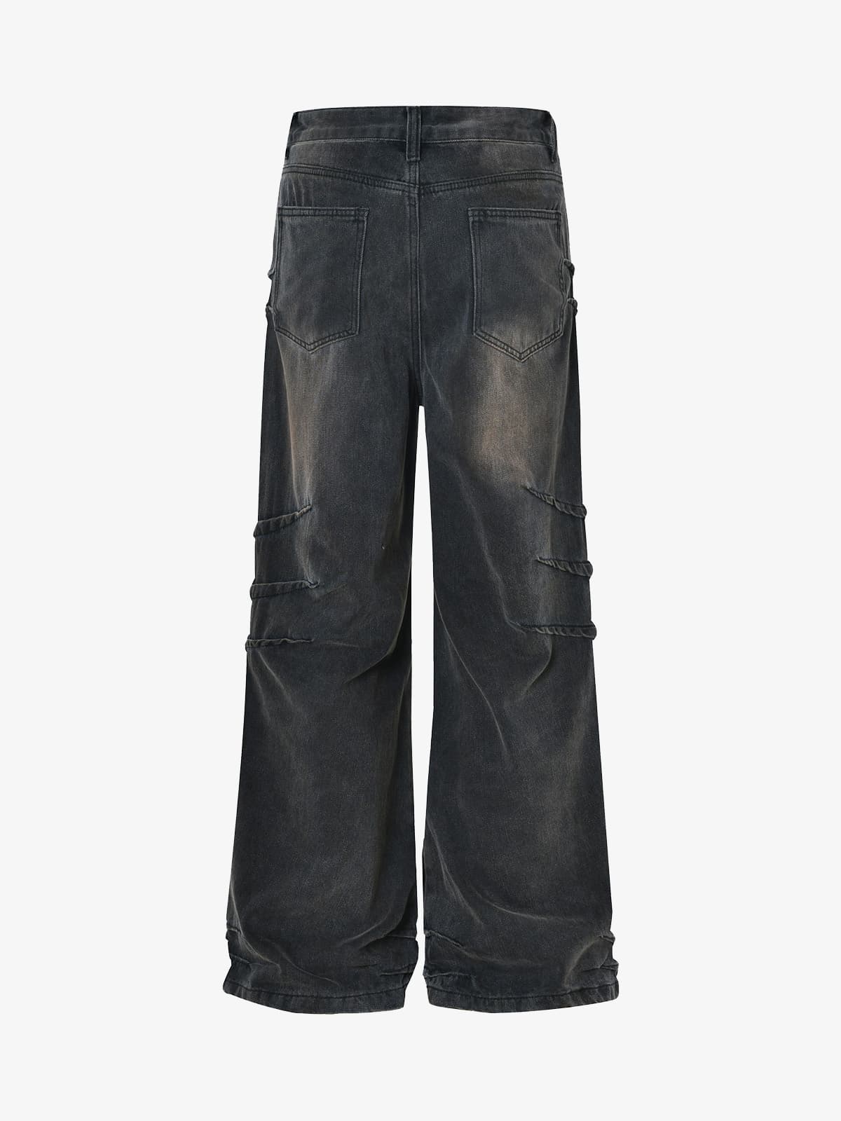 Washed Pleated Straight Jeans - 2263 - Image 3