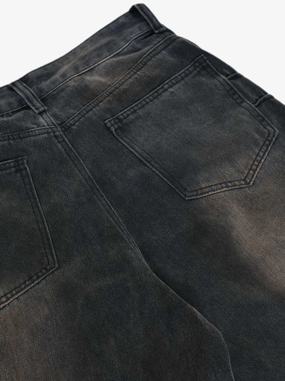 Washed Pleated Straight Jeans - 2263 - Image 9