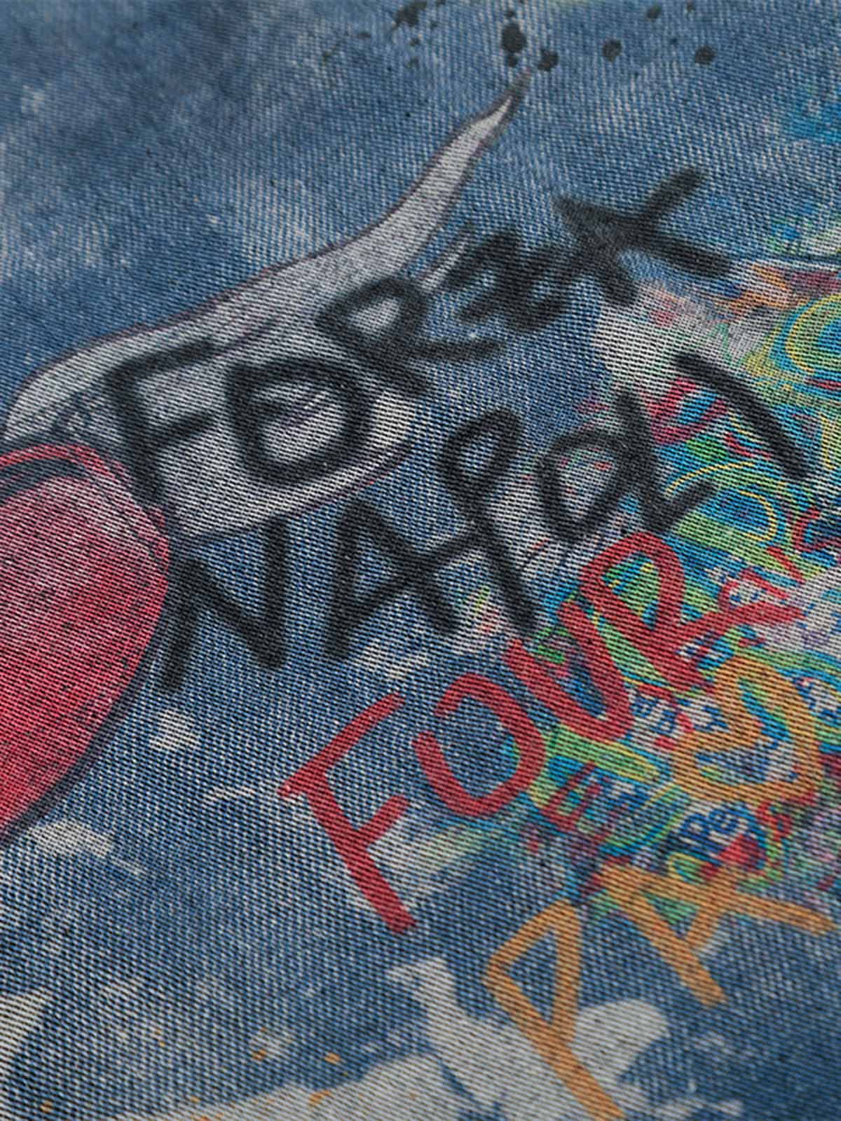 Tie-Dye Denim Graffiti Polo T-Shirt - Image 12