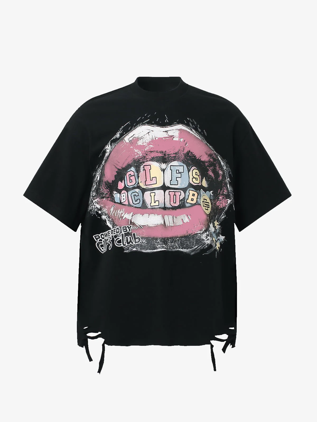 Retro Letter Lip Graphic T-Shirt - Image 2