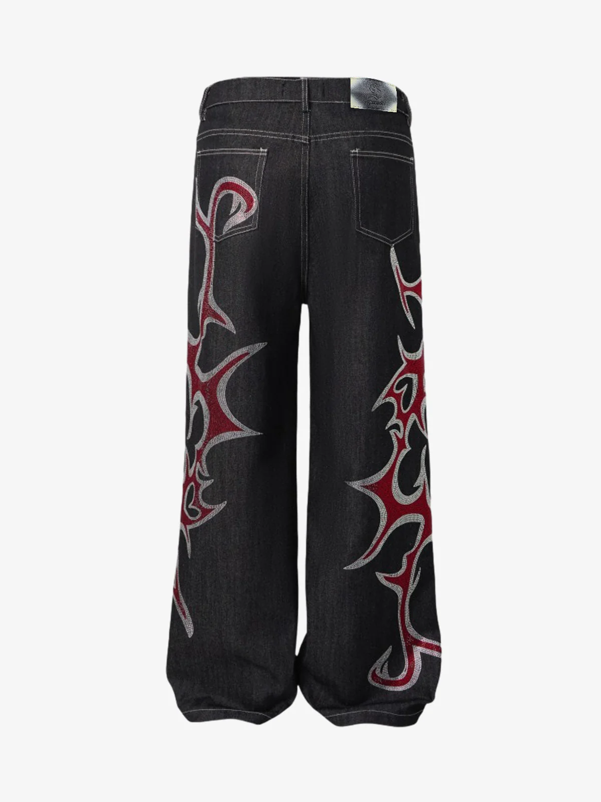 Tribal Rhinestone Graphic Wide Leg Jeans - Image 2