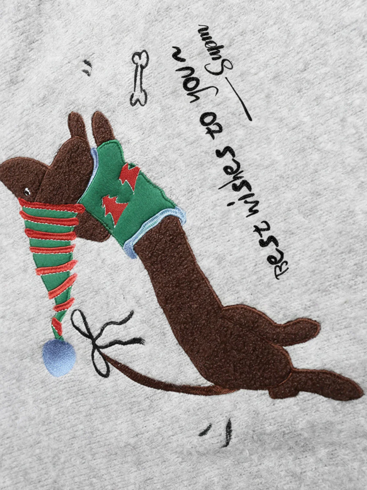 Vintage Christmas Dog Embroidery Knit Sweater - Image 5