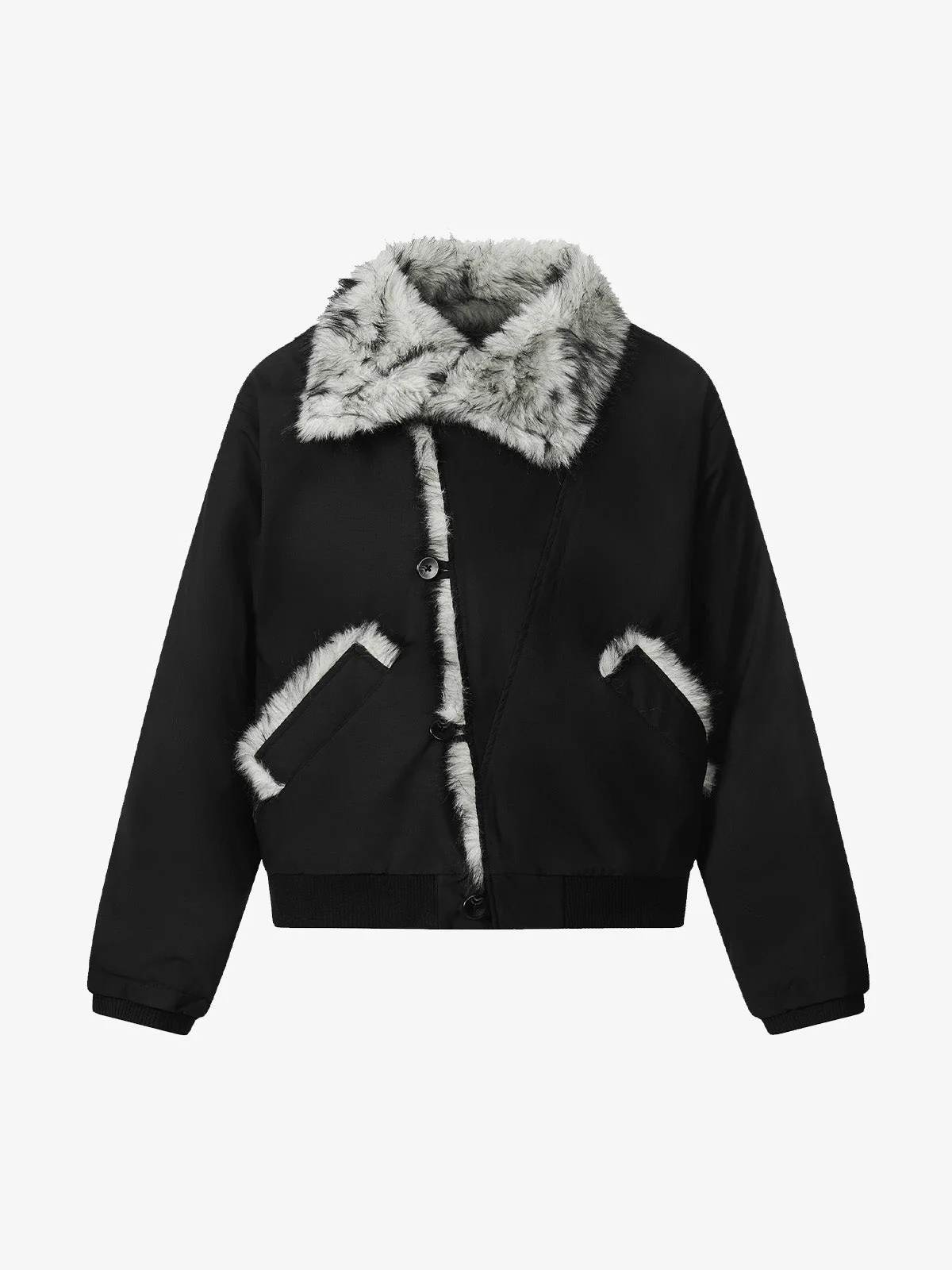 Vintage Dirty Dyed Washed Faux Fur Collar Padded Jacket - Image 2