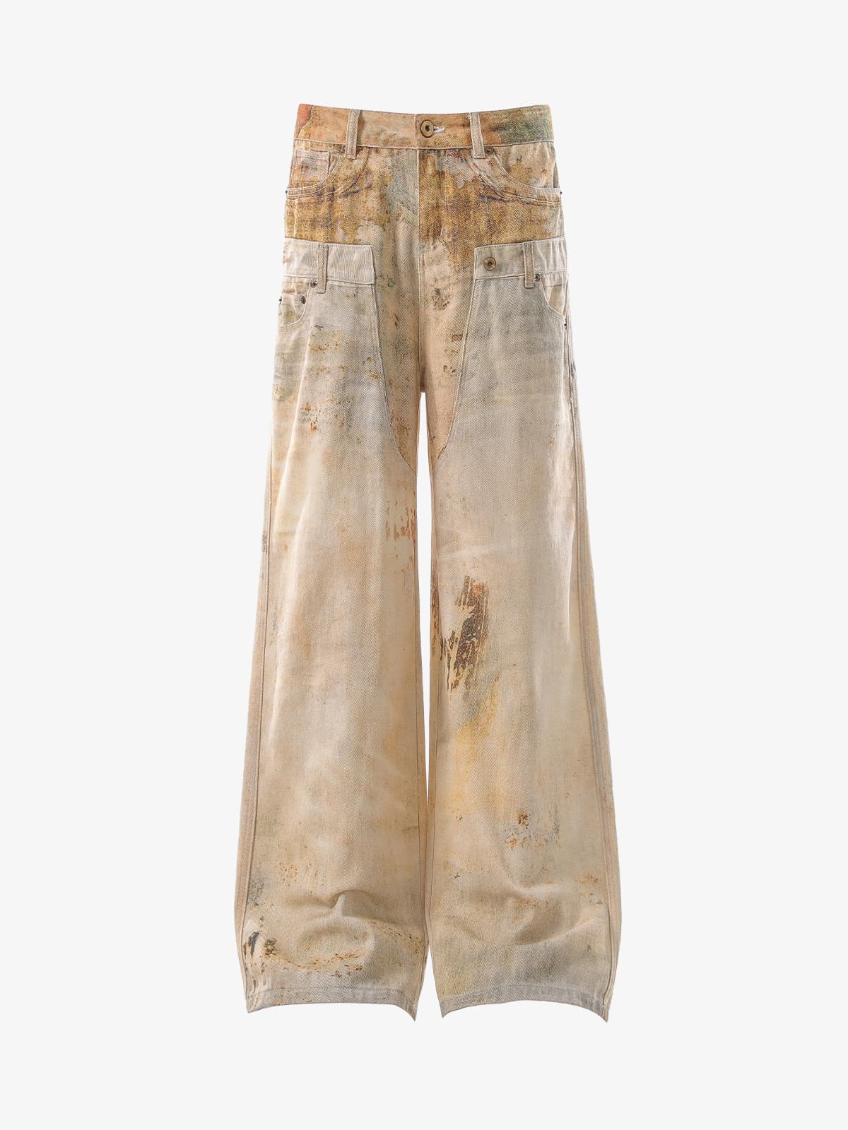 Vintage High Street Mud-Dyed Distressed Baggy Jeans - Image 2