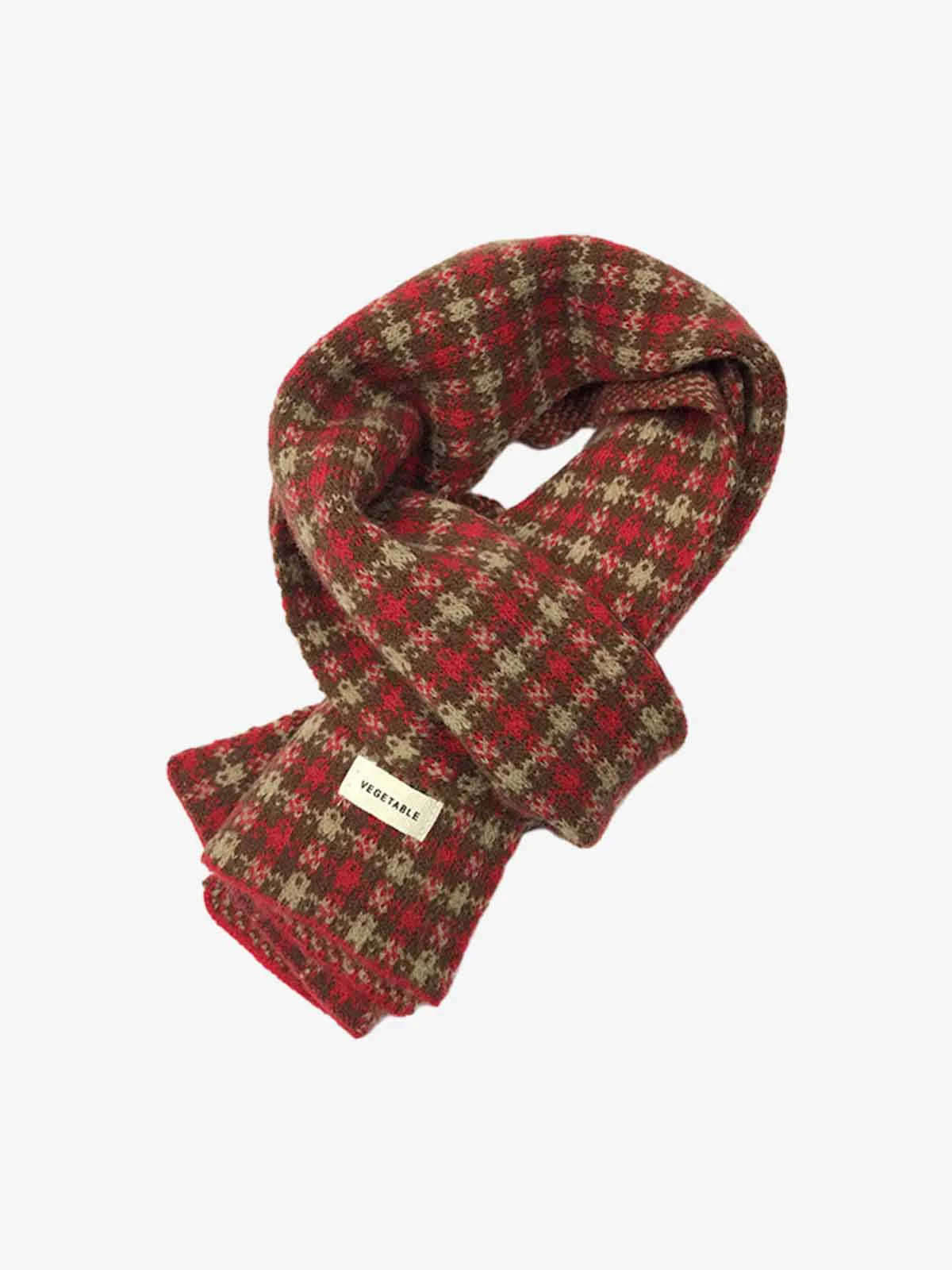 Vintage Holiday Plaid Knit Scarf - Image 2