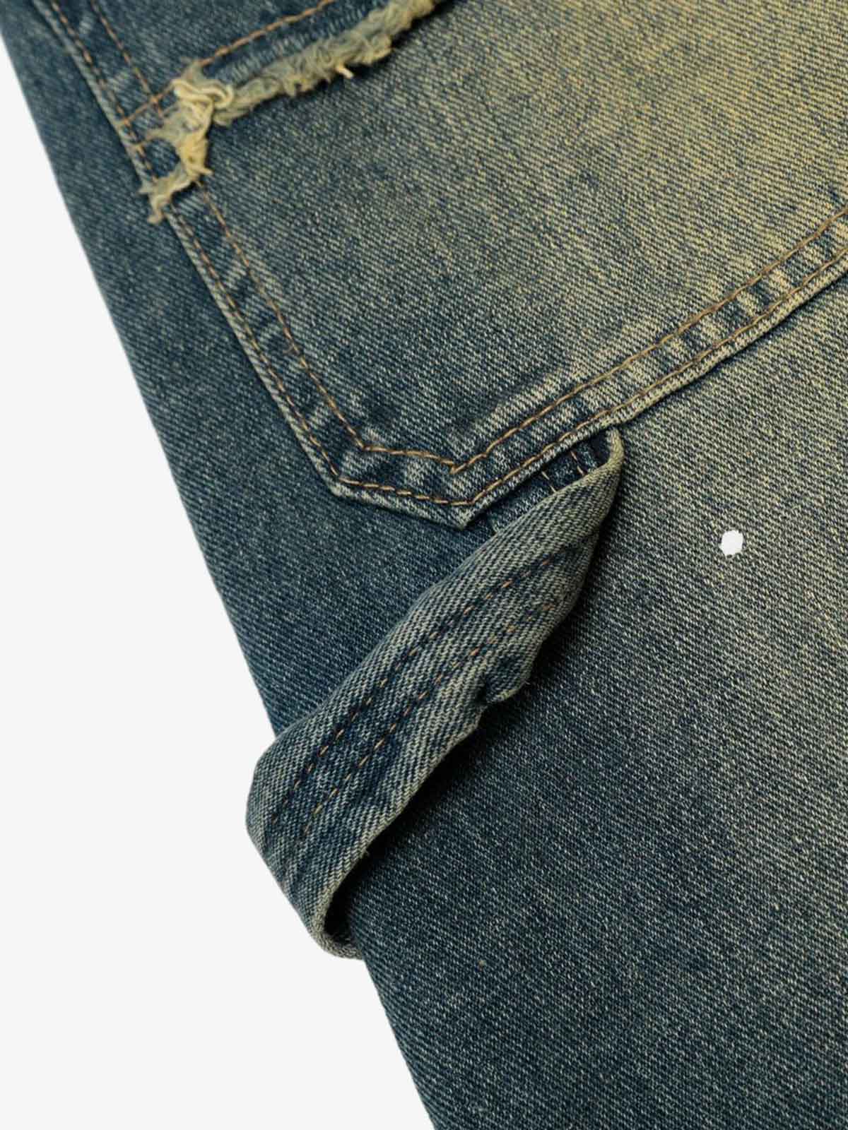 Vintage Inkjet Dirty Dye Washed Scimitar Distressed Jeans - Image 11