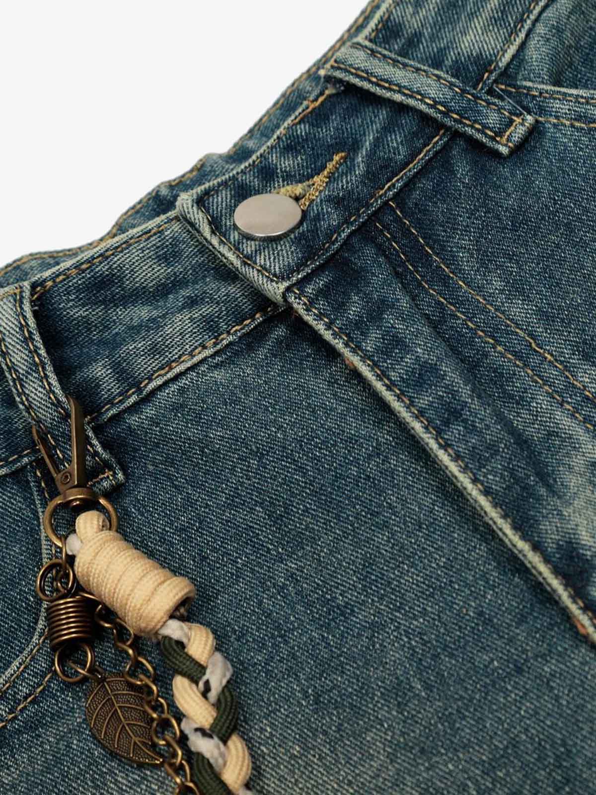 Vintage Inkjet Dirty Dye Washed Scimitar Distressed Jeans - Image 13