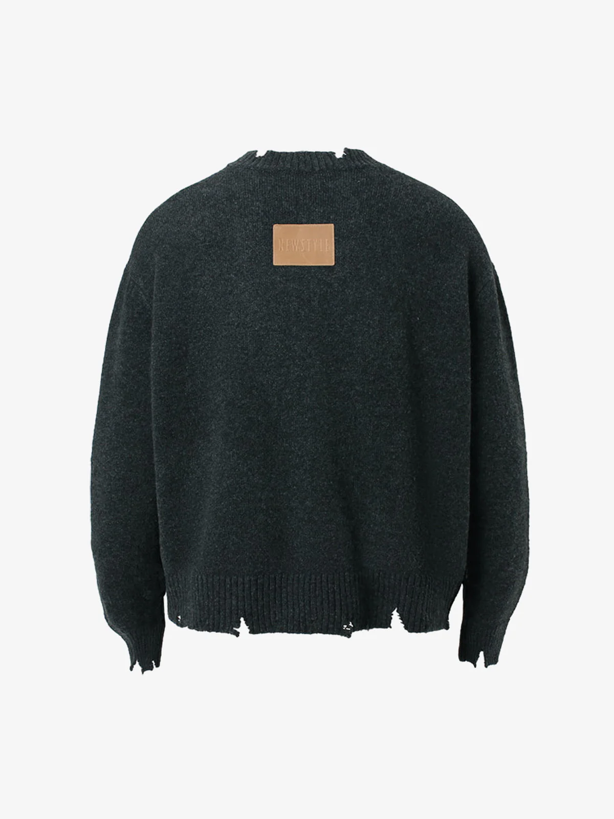 Vintage Knitted Distressed Raw Hem Half Zip Pullover Sweater - Image 3