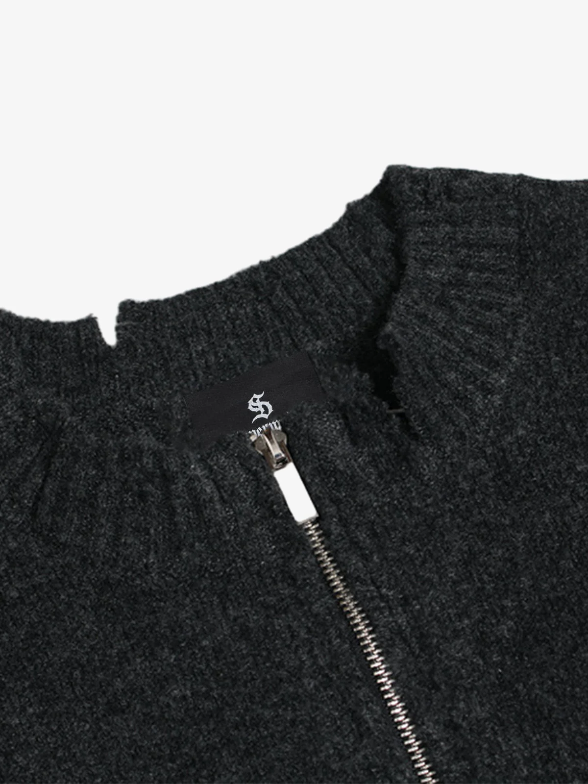 Vintage Knitted Distressed Raw Hem Half Zip Pullover Sweater - Image 5