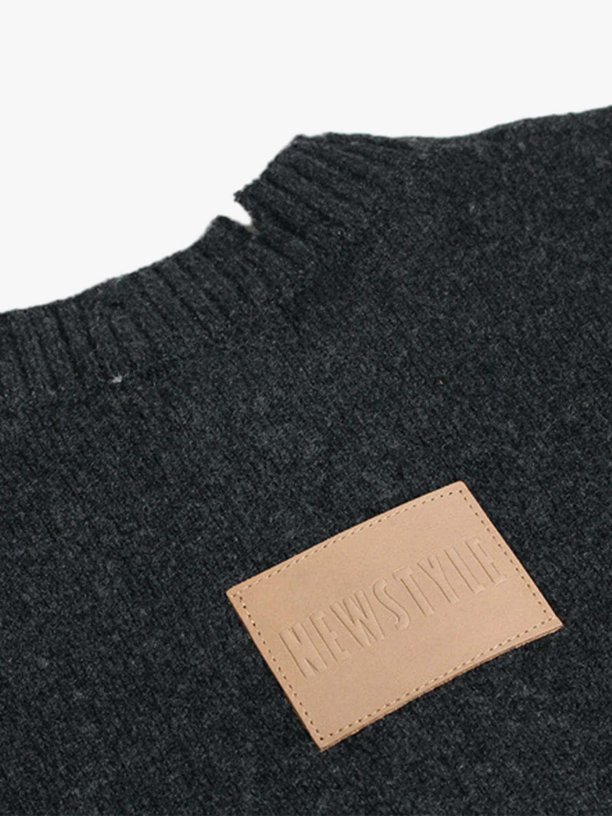 Vintage Knitted Distressed Raw Hem Half Zip Pullover Sweater - Image 9