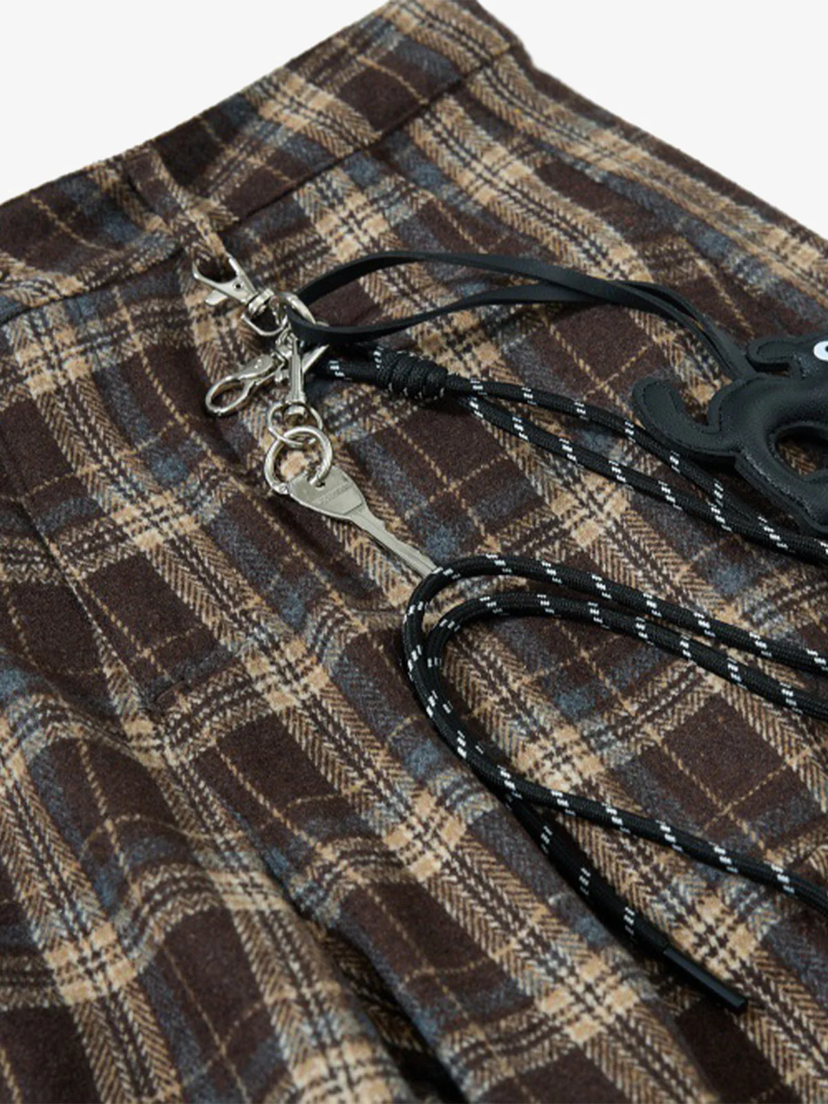 Vintage Plaid Pleated Multi-Pocket Cargo Casual Pants - Image 10