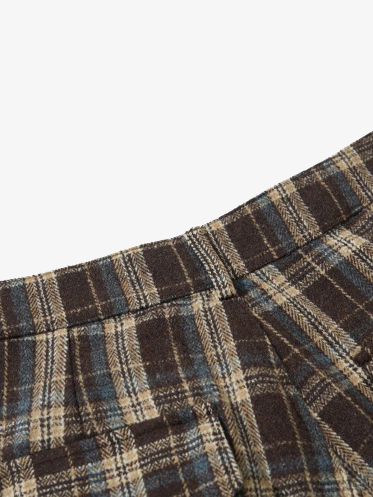 Vintage Plaid Pleated Multi-Pocket Cargo Casual Pants - Image 11