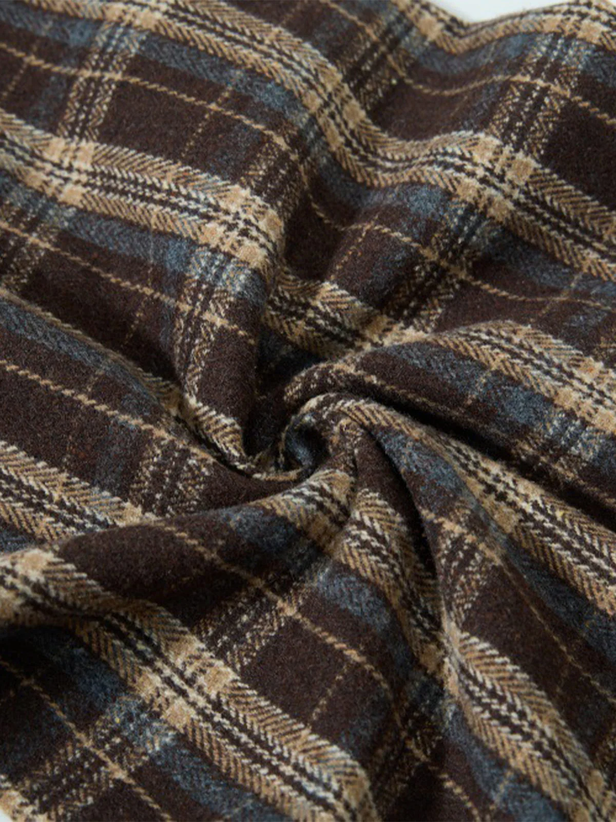 Vintage Plaid Pleated Multi-Pocket Cargo Casual Pants - Image 14