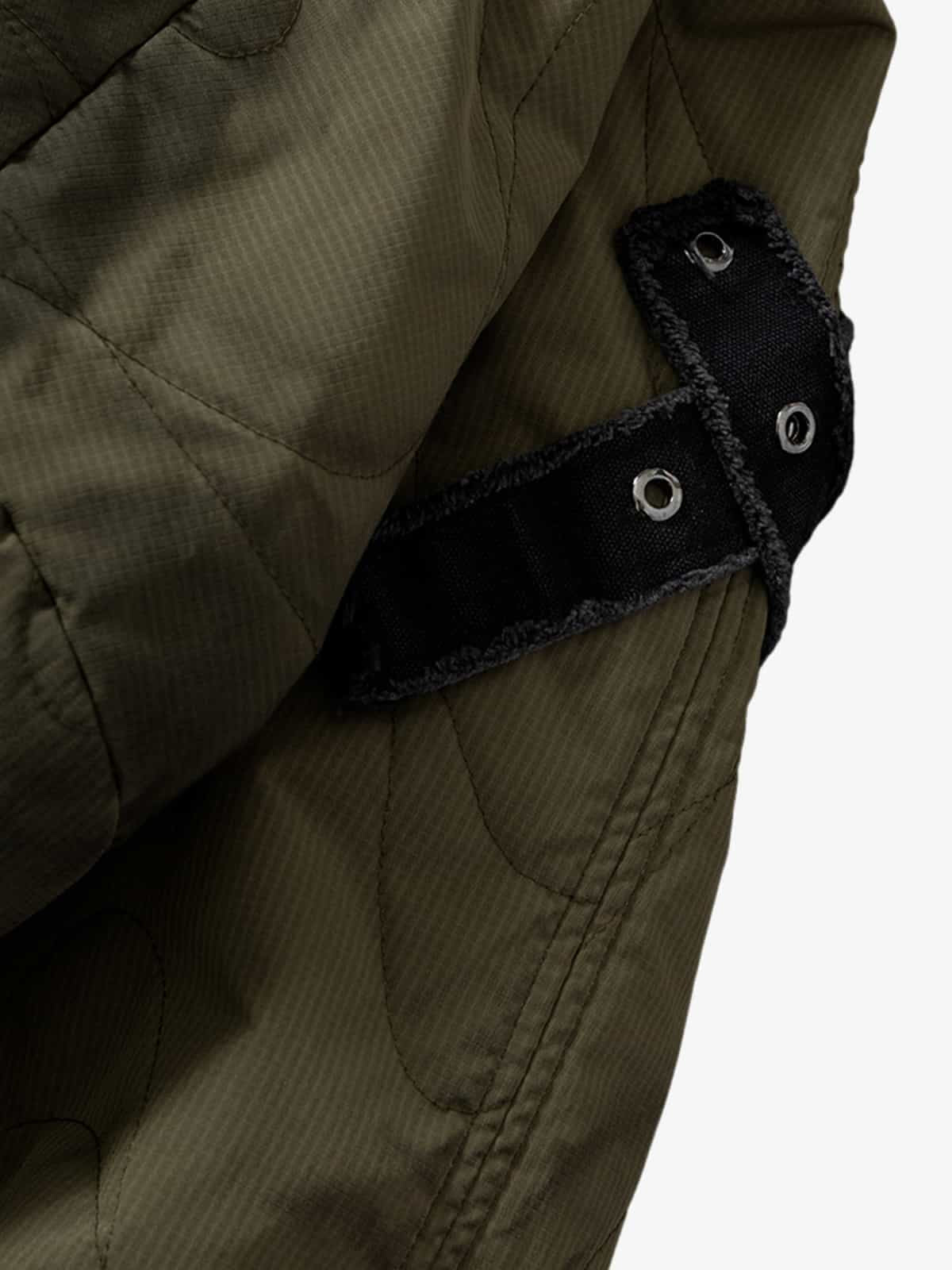 Vintage Quilted Military Patchwork Zip-Up Hoodie Jacket - Image 13