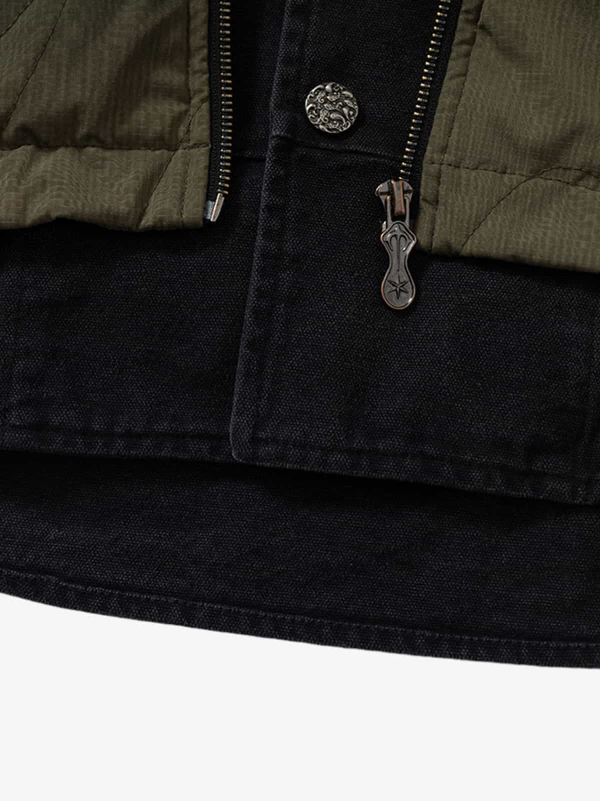 Vintage Quilted Military Patchwork Zip-Up Hoodie Jacket - Image 19