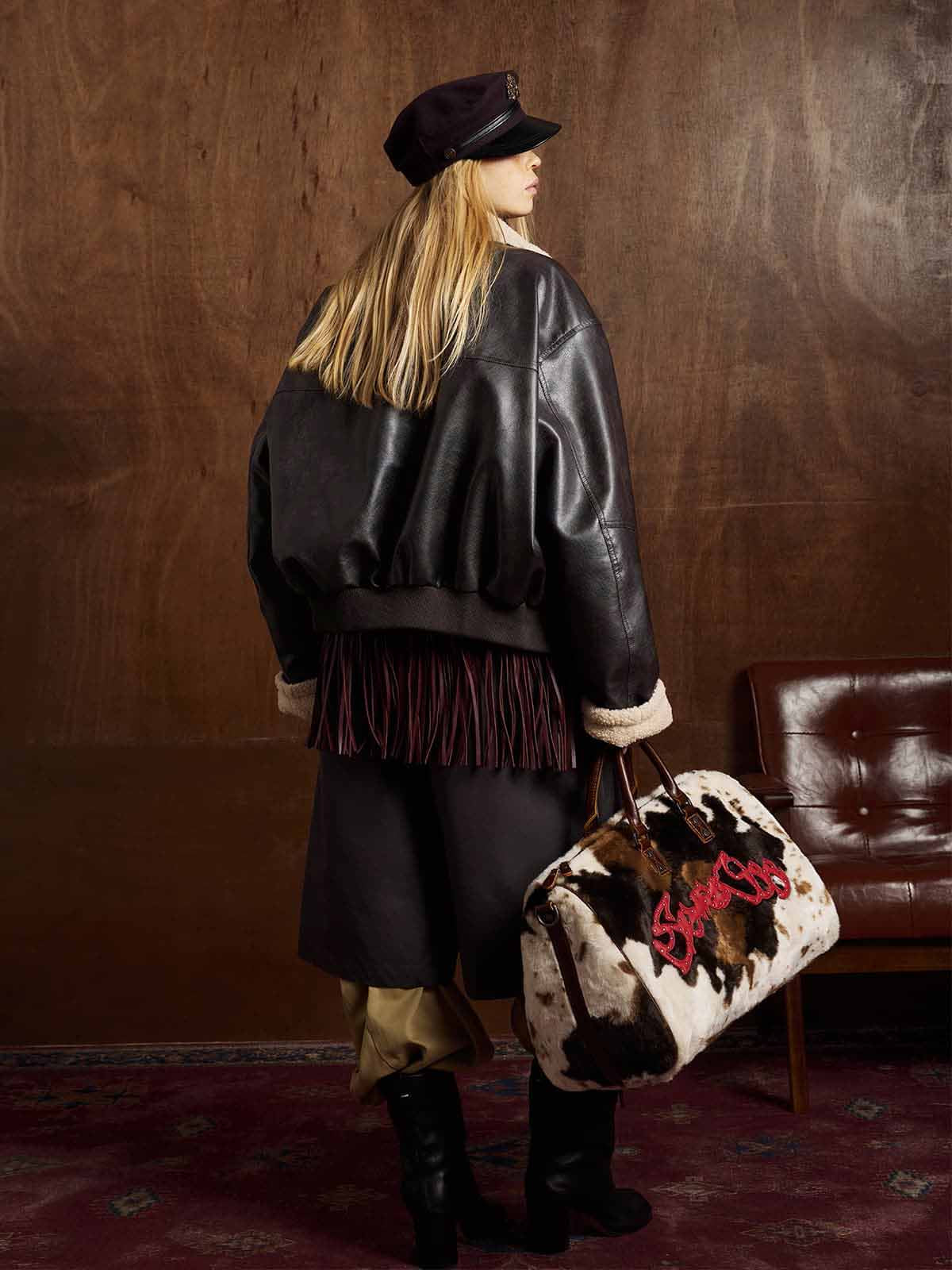 Vintage Shearling Collar Quilted Leather Jacket - Image 8