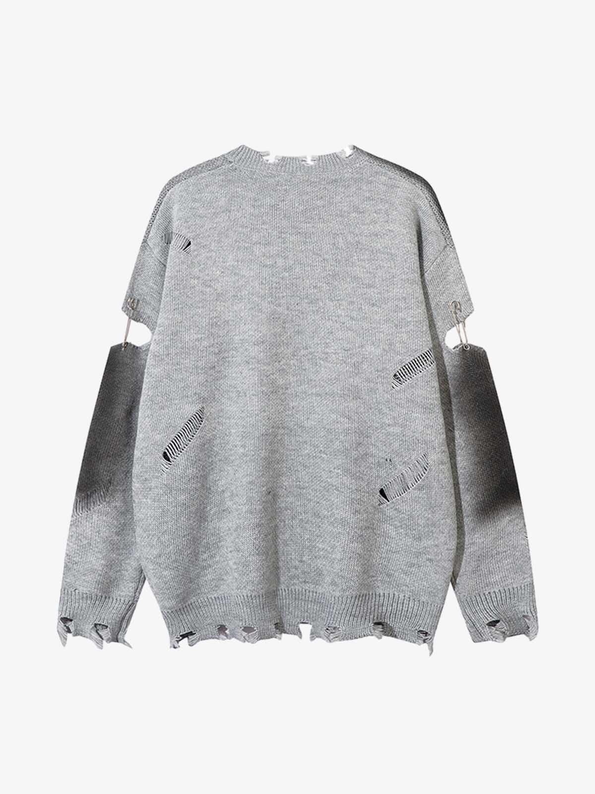 Vintage Spray-Painted Cross Hole Knit Sweater - Image 7