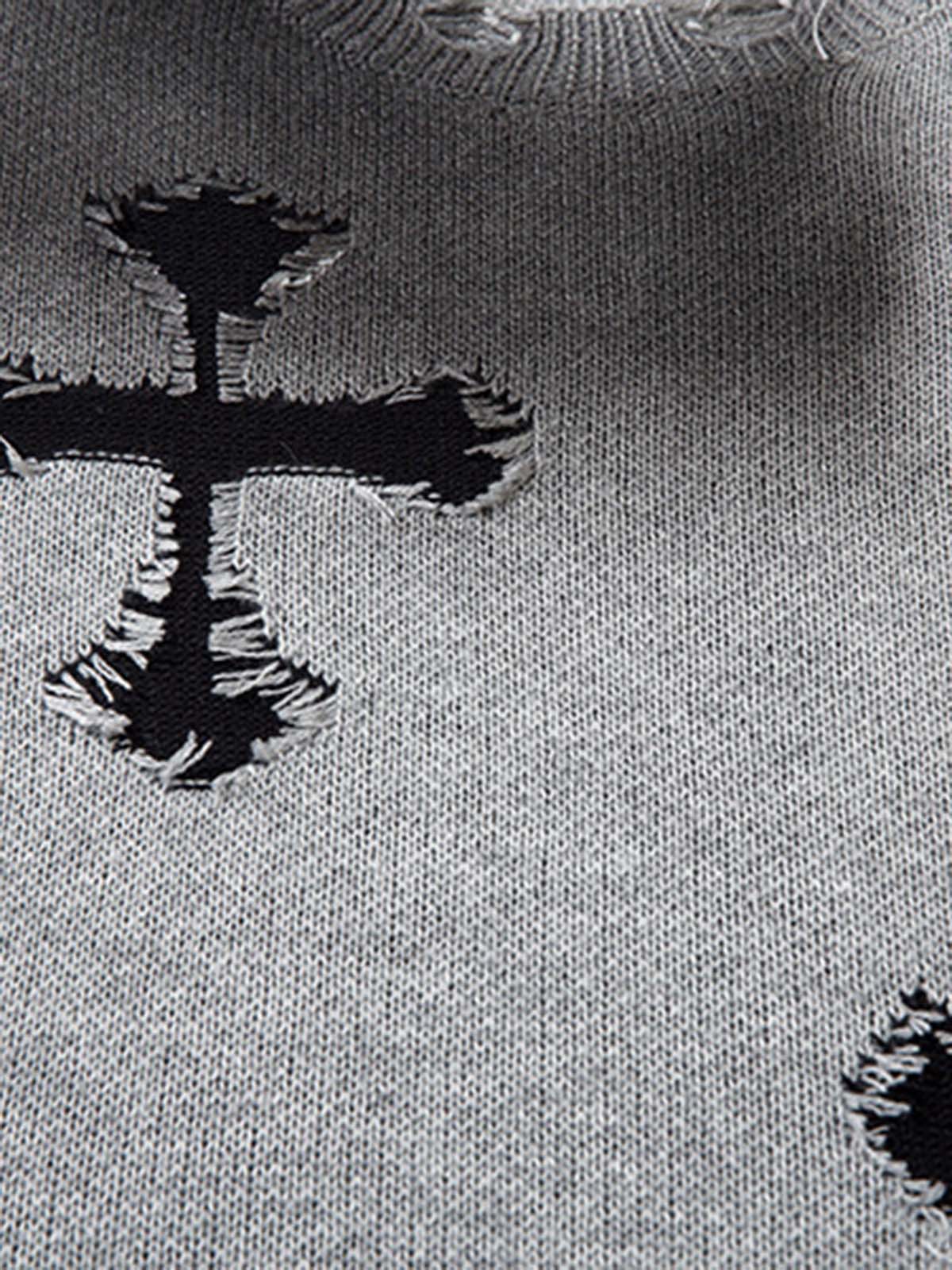 Vintage Spray-Painted Cross Hole Knit Sweater - Image 9