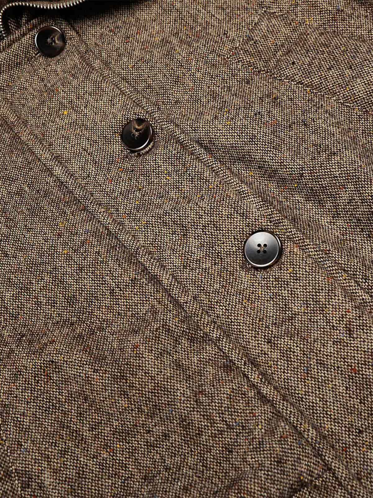 Vintage Tweed Faux Fur Collar Padded Bomber Jacket - Image 11