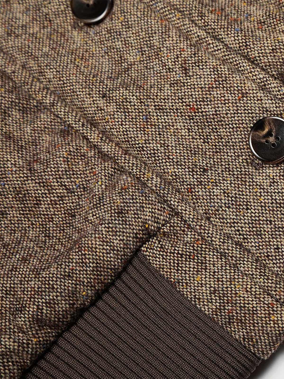 Vintage Tweed Faux Fur Collar Padded Bomber Jacket - Image 12