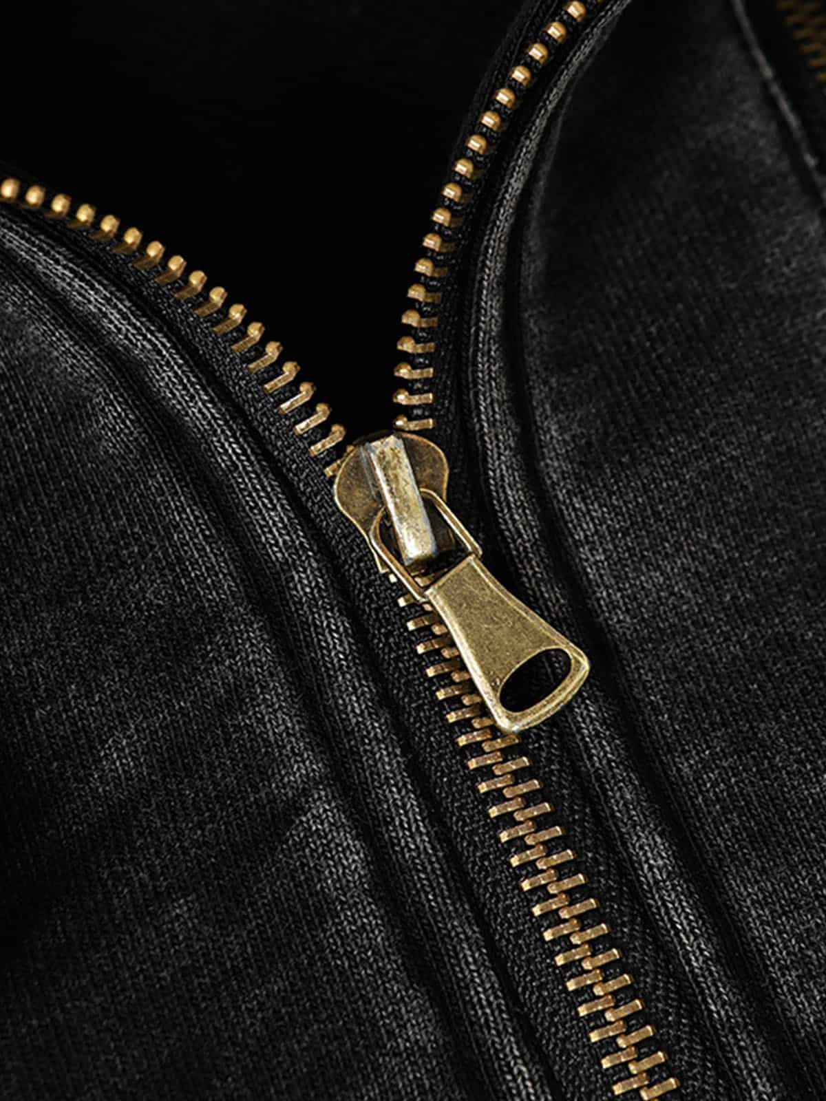 Vintage Utility Distressed Washed Zip-Up Hoodie - Image 16
