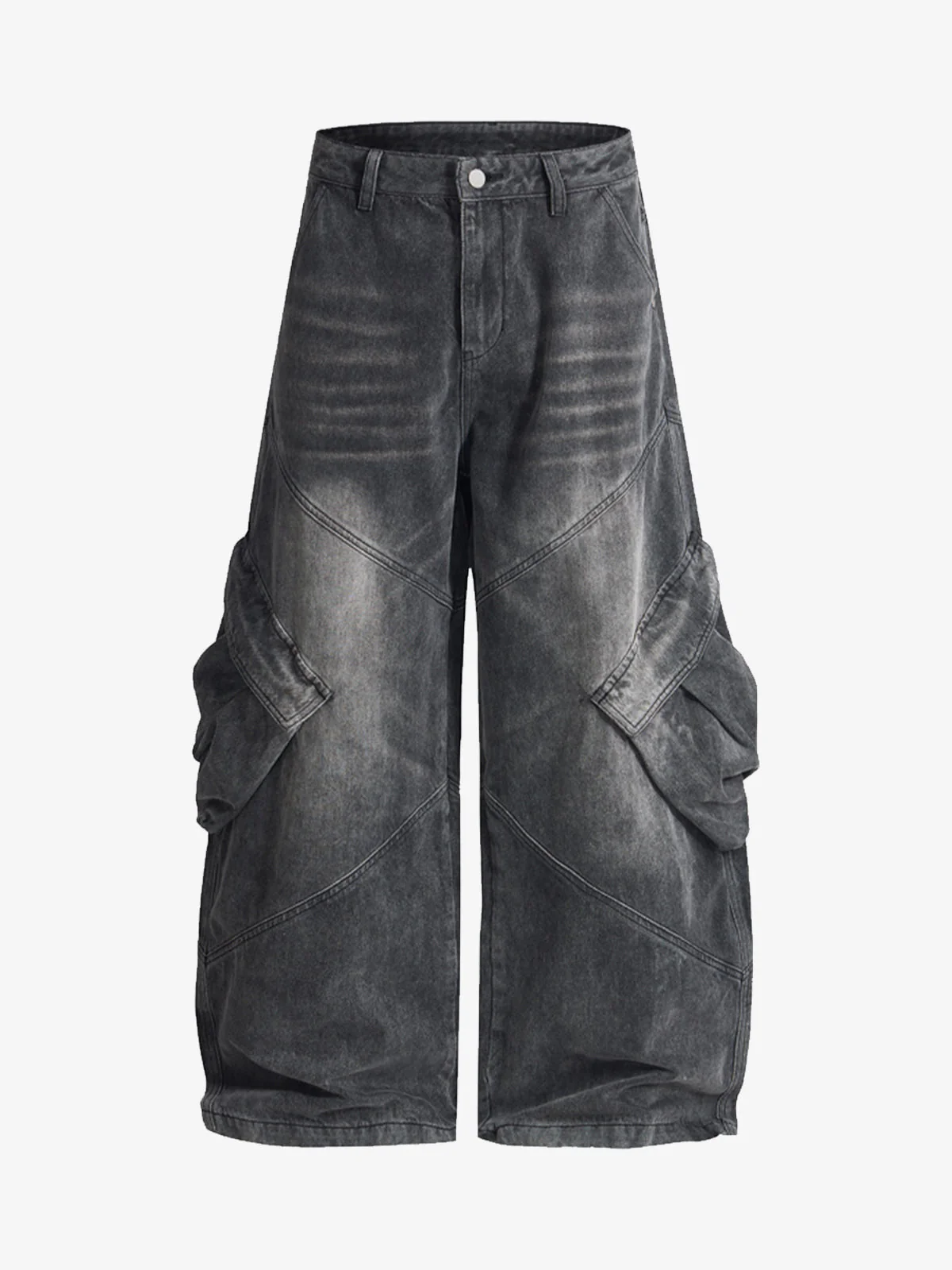 Vintage Washed Multi Pocket Cargo Jeans - Image 2
