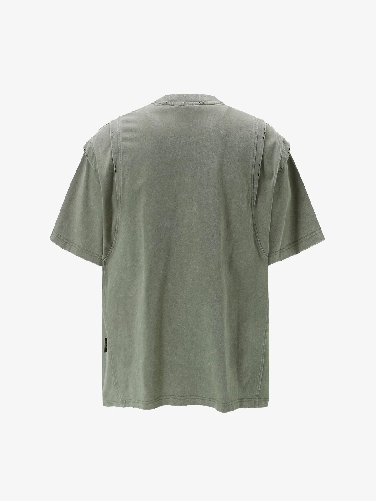 Vintage Washed Structured Shoulder Distressed T-Shirt - Image 4