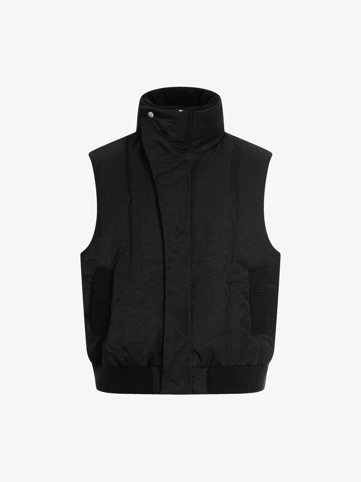 Street High-Neck Asymmetrical Placket Cotton Vest - Image 2