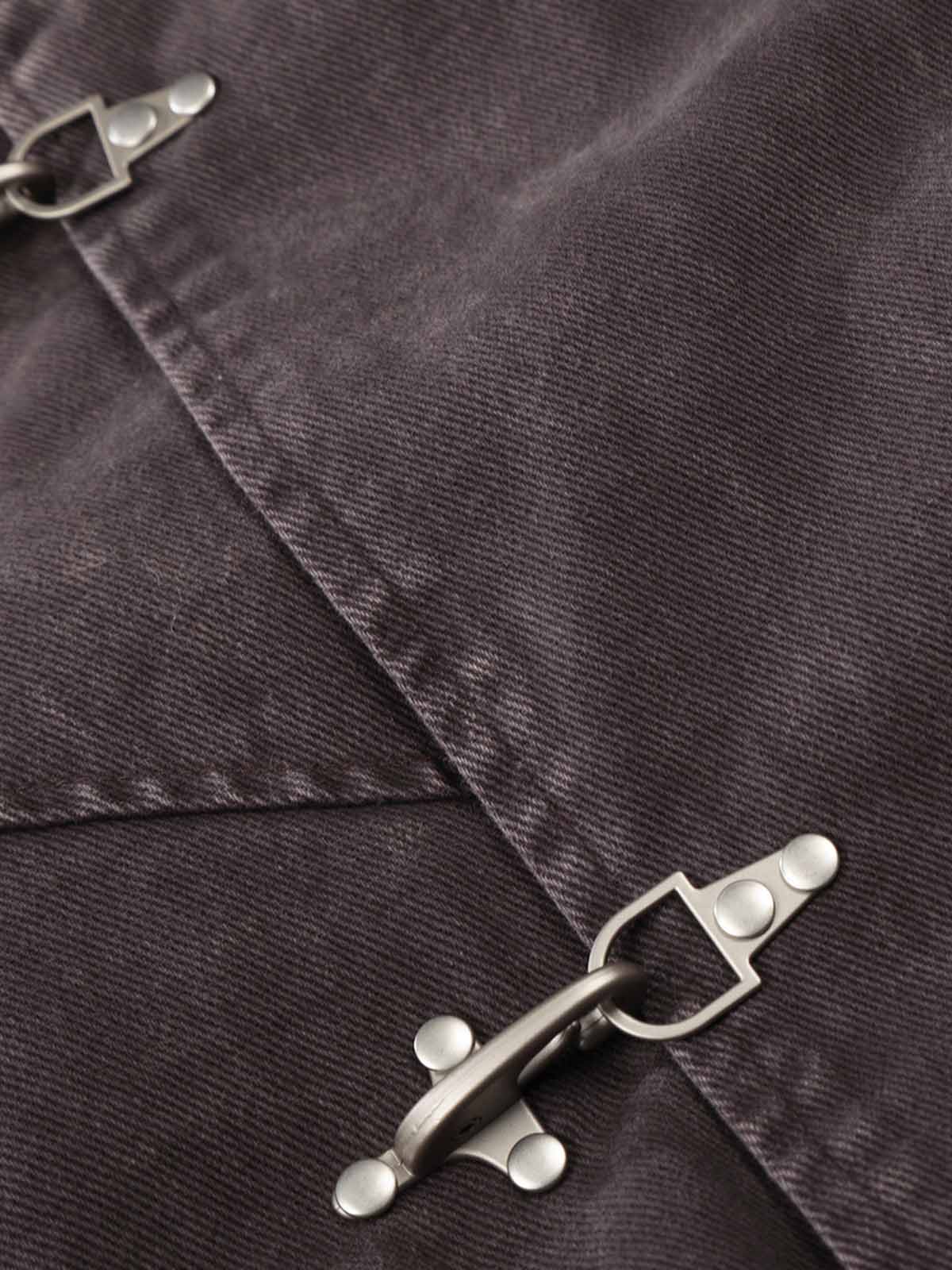 Washed Denim Metal Toggle Clasp Hooded Jacket - Image 13