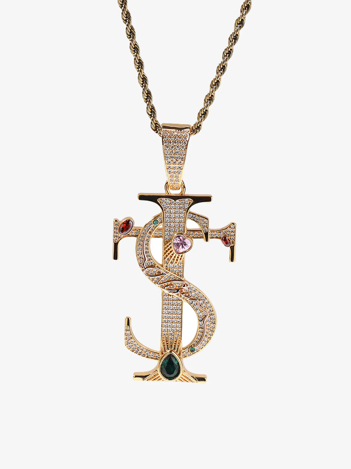 Zircon S Cross Pendant Necklace - Image 5